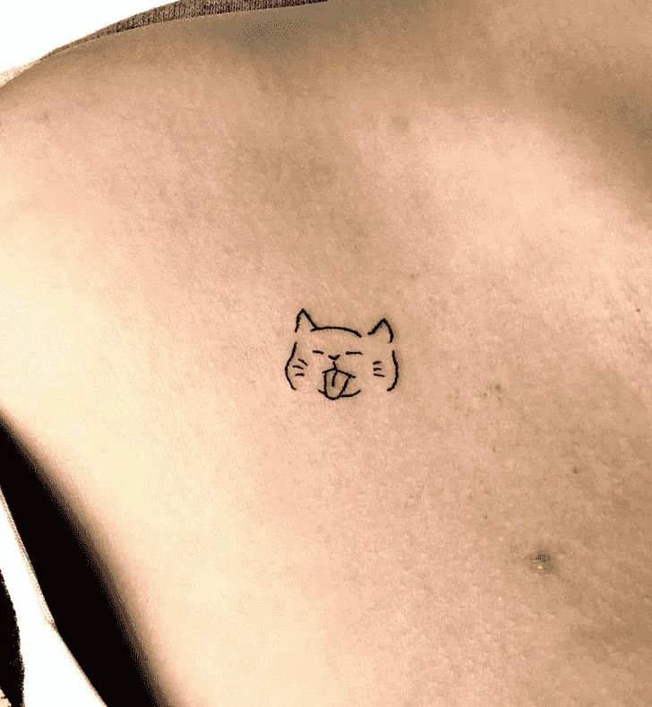 Minimalist Cat Back Tattoo