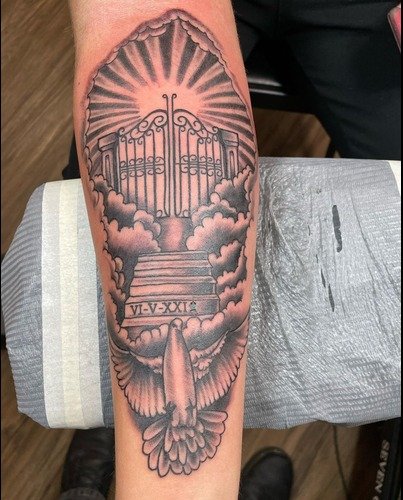 stairway to heaven forearm tattoo