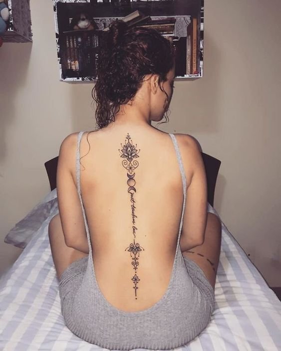 Abstract Art Spine Tattoo for Women