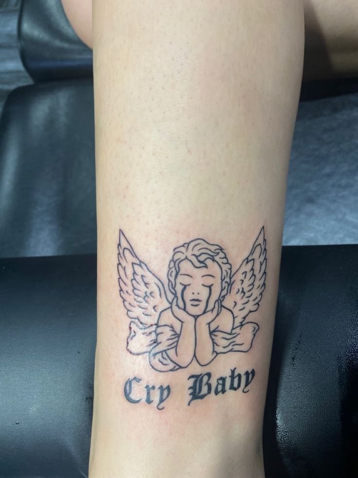 Angel Crybaby Ankle Tattoo
