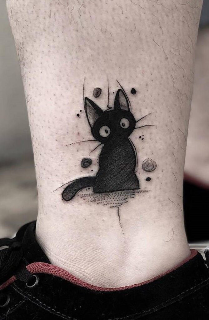 Small Cat Ankle Tattoo