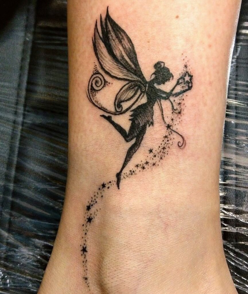 Aquarius Fairy Ankle Tattoo
