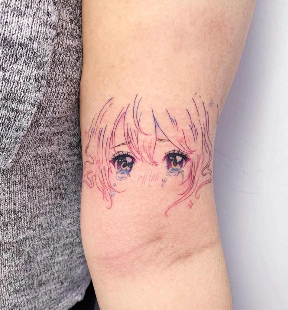 Anime Character Crybaby Arm Tattoo