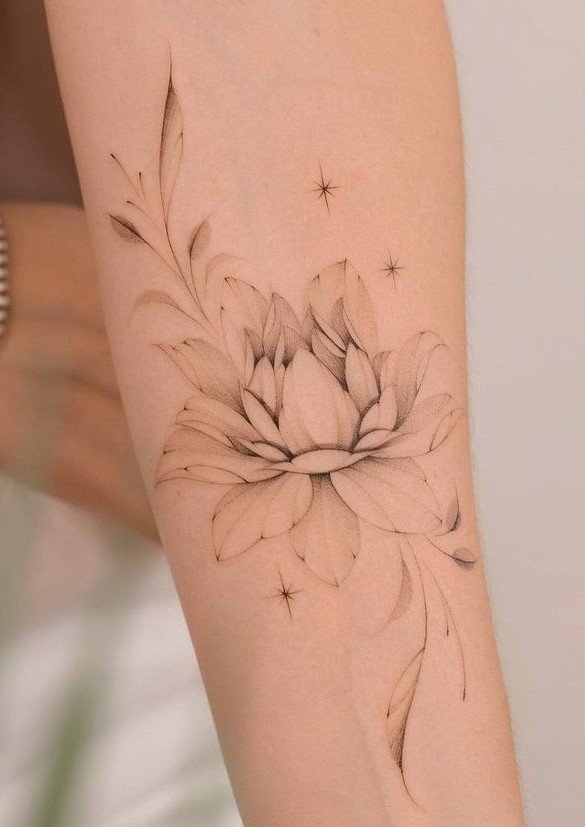 Aquarius Lotus Arm Tattoo