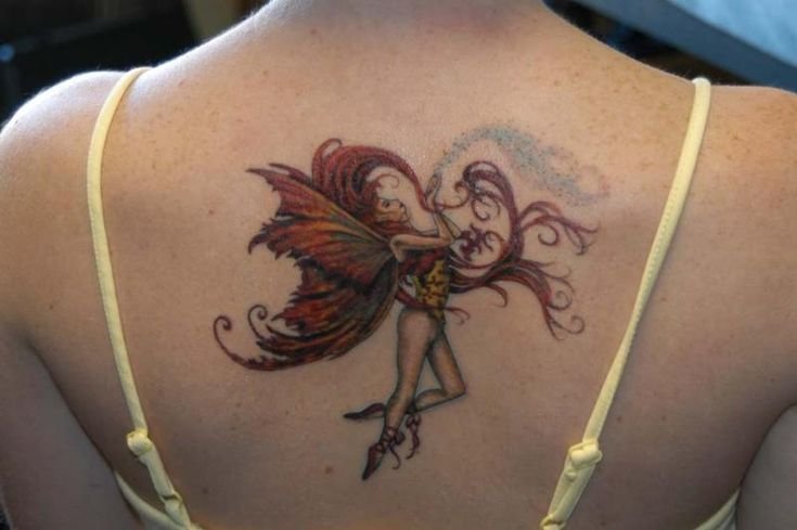 Aquarius Fairy Back Tattoo