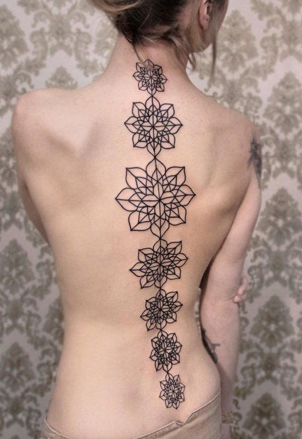 Mandala Feminine Spine Tattoo for Women