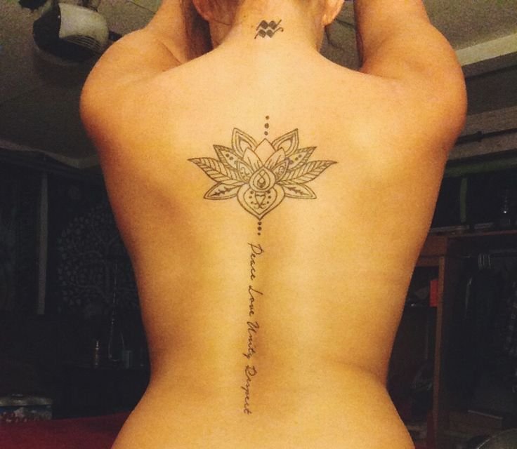 Aquarius Lotus Back Tattoo