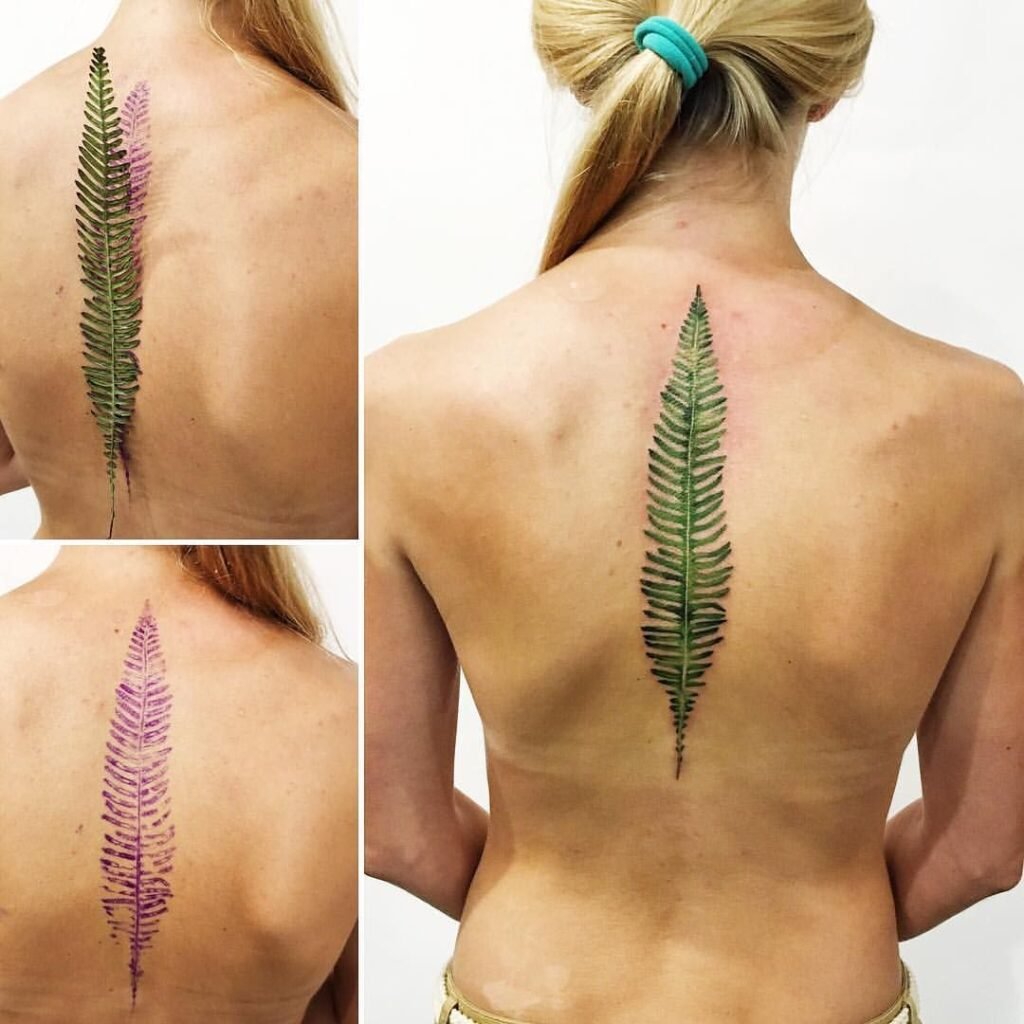 Botanical Spine Tattoo for Women