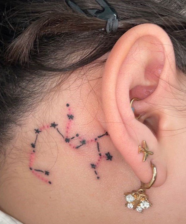 Constellation Neckpiece Under-Ear Tattoo
