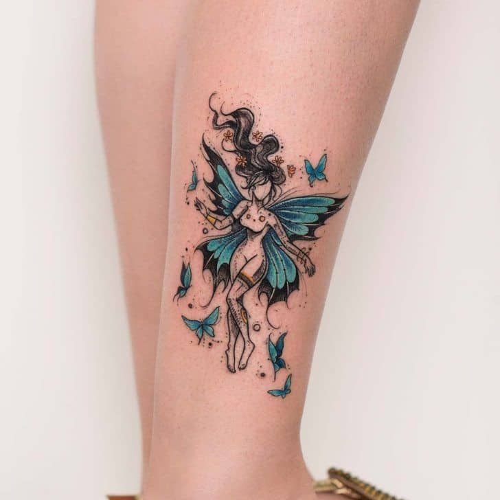 Aquarius Fairy Leg Tattoo