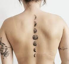 Moon Phases Spine Tattoo for Women