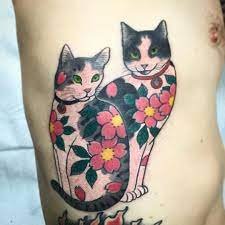 Traditional Cat Ribs Tattoo