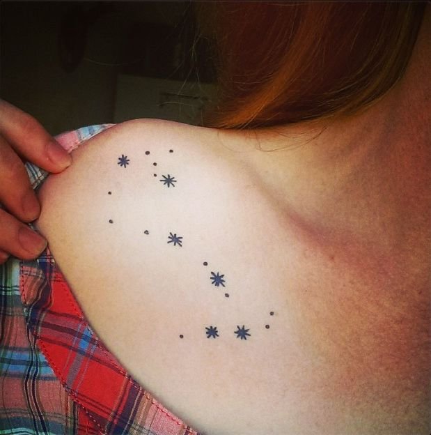 Constellation Neckpiece Shoulder Tattoo