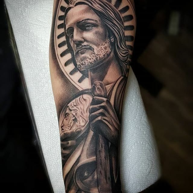 Abstract san Judas tattoo