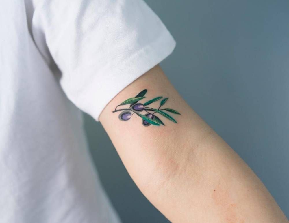 minimalist olive branch tattoo