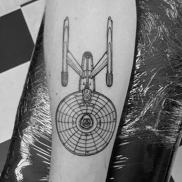 sci-fi spacecraft tattoo