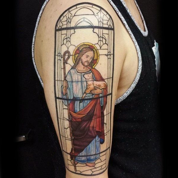 stained glass san judas tattoo