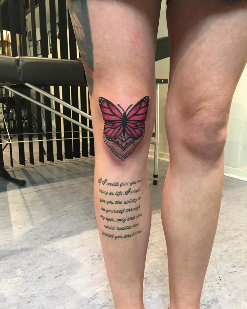 Butterfly Knee Cap Tattoo
