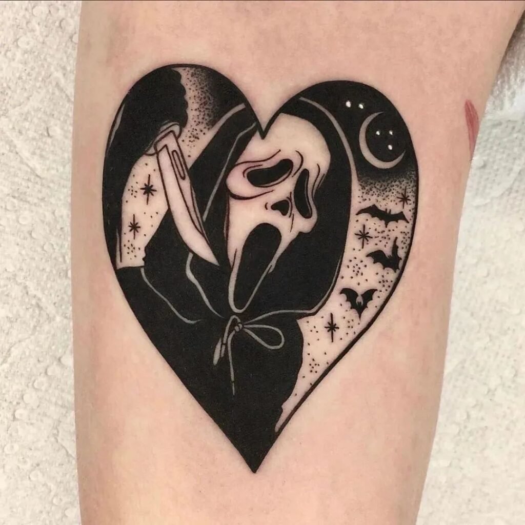 ghostface heart tattoo