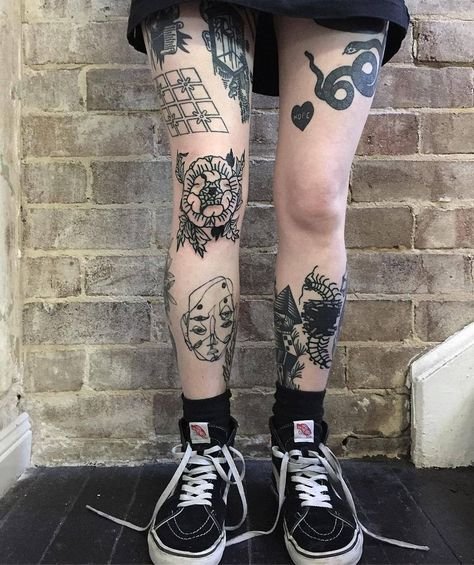Leg Patchwork Tattoos