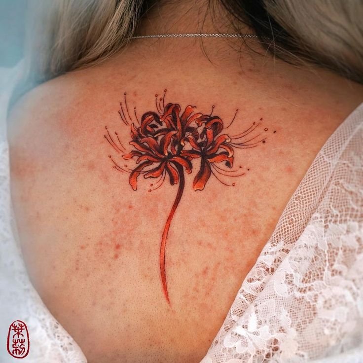 Spider Lily Tattoo Red