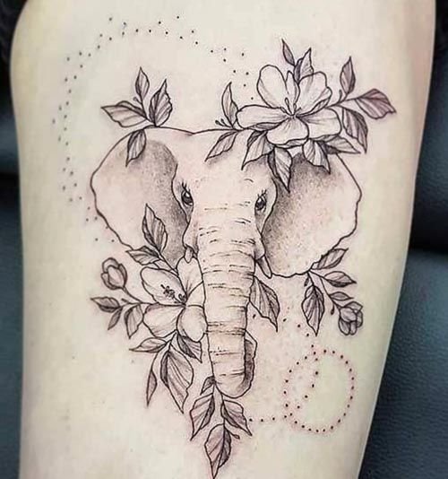 elephant flower tattoo