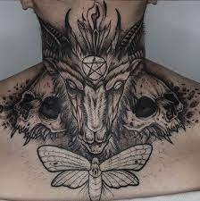 baphomet neck tattoo
