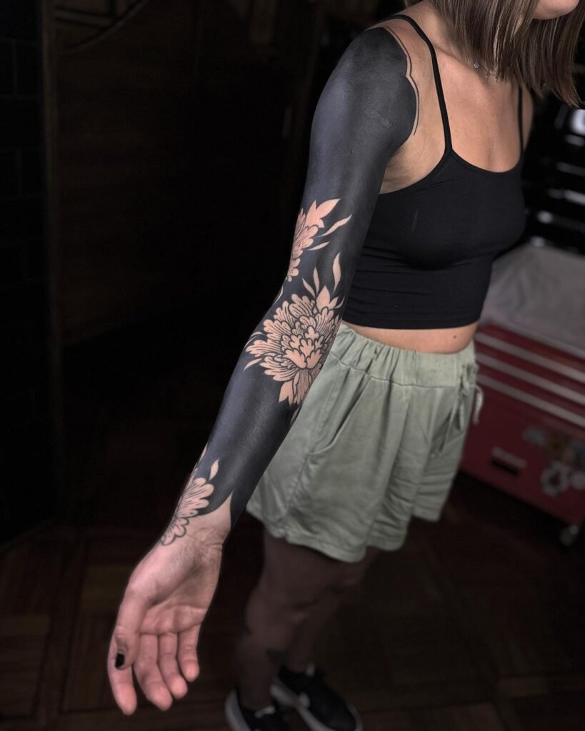 sleeve blackout tattoo