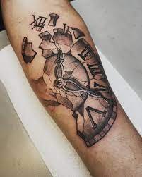 broken clock tattoo