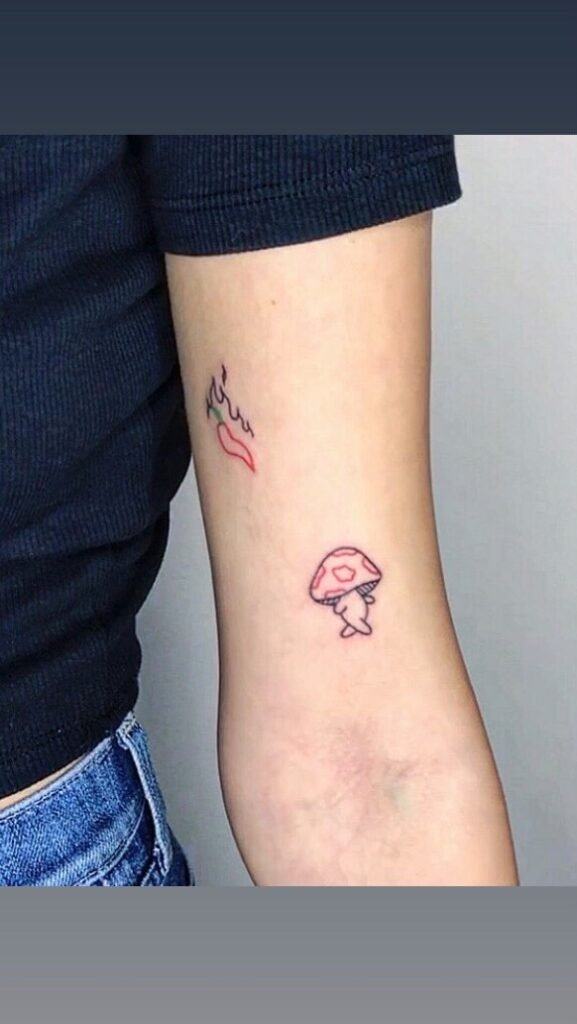 cute mushroom tattoo