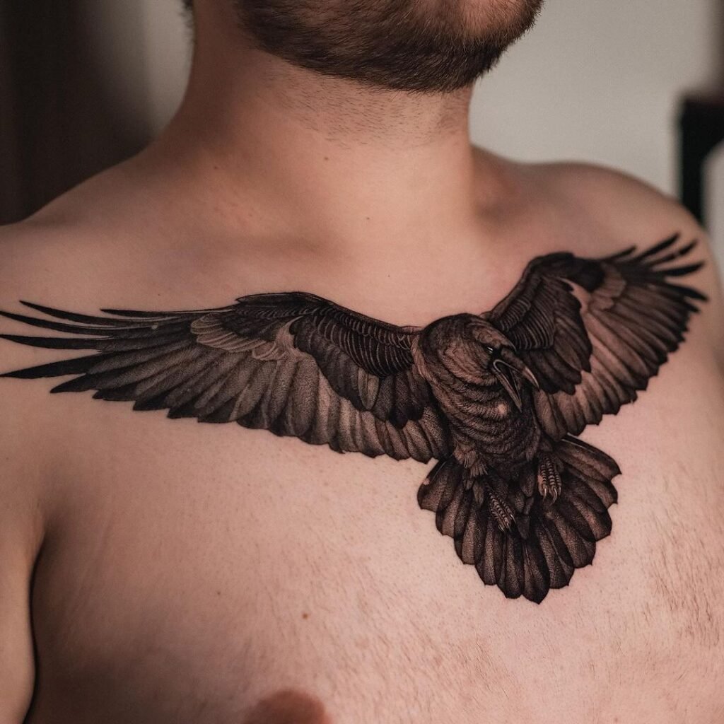 flying crow tattoo