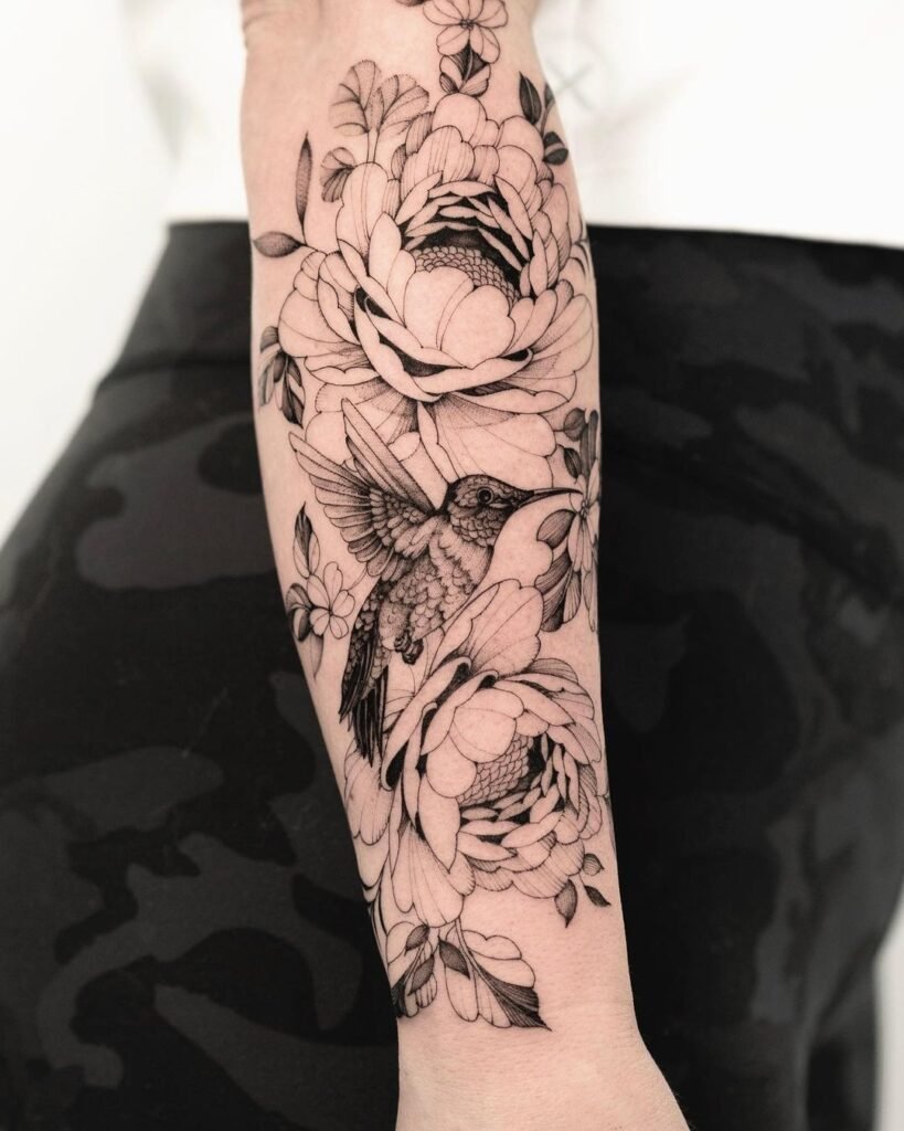 humming flower tattoo