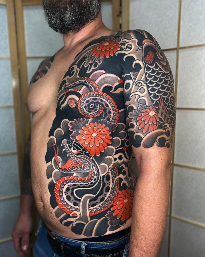 lotus flower koi fish tattoo