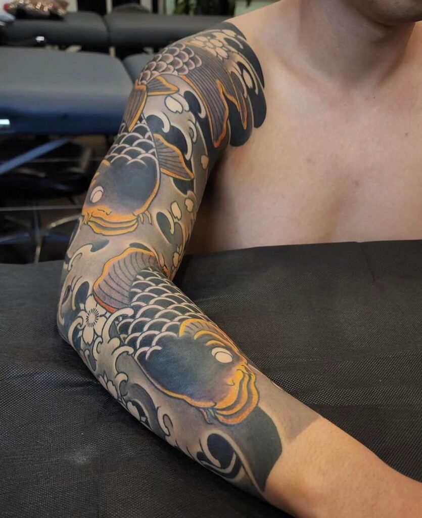 sleeve koi fish tattoo