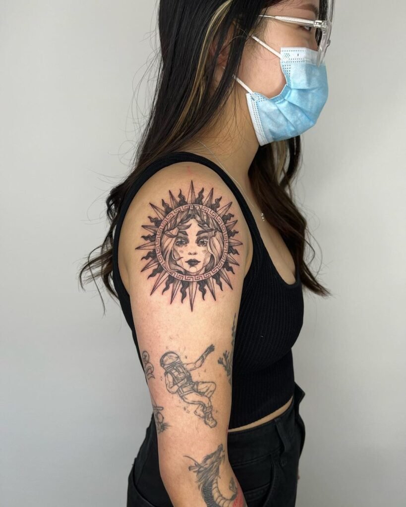 sun fineline tattoo