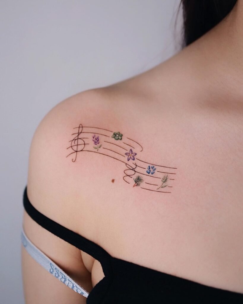 butterfly musicnote tattoo