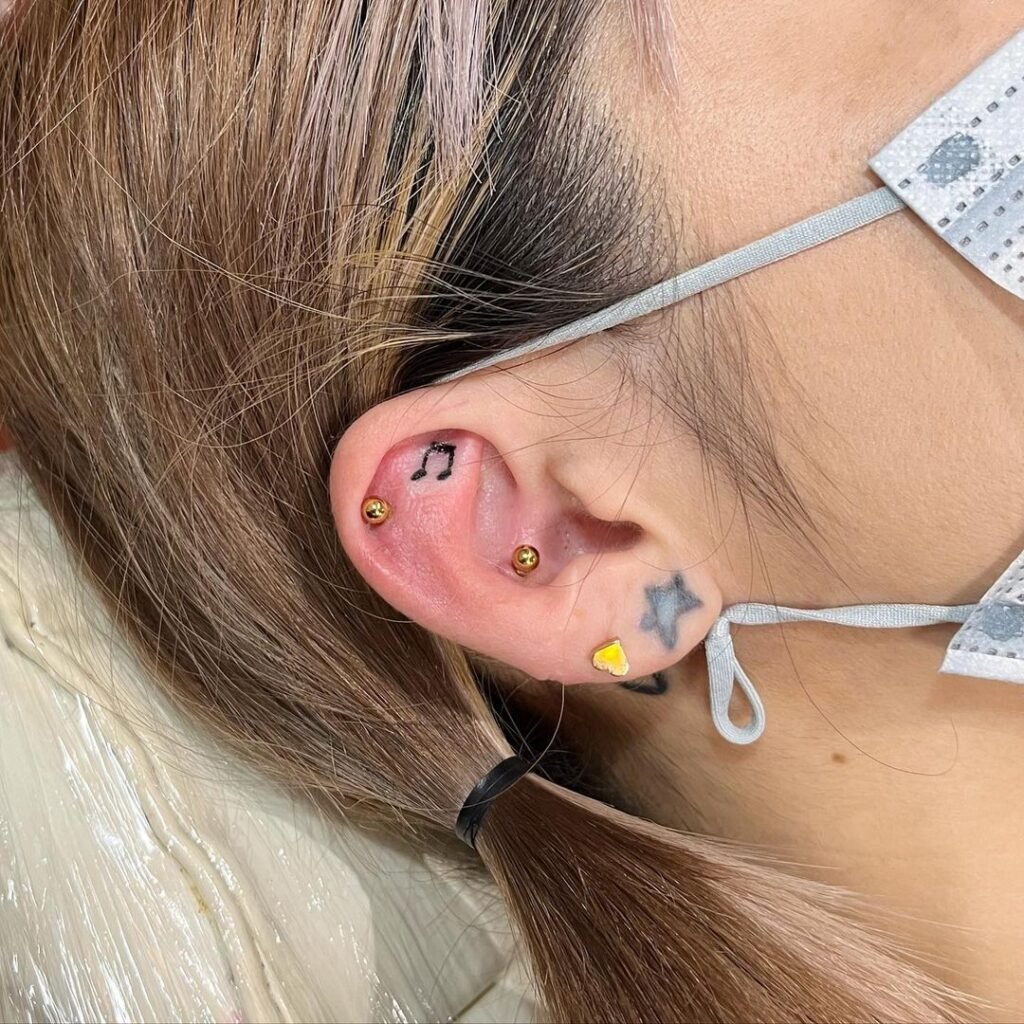 Ear MusicNote Tattoo 