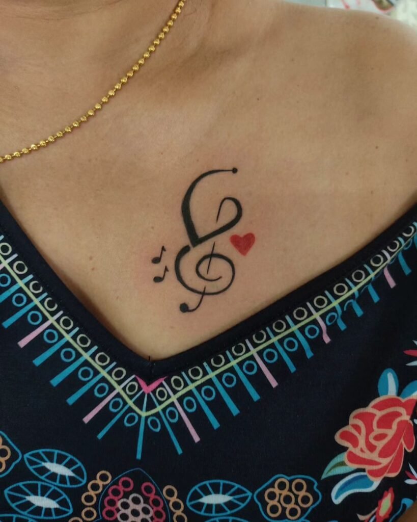 MusicNote Heart tattoo