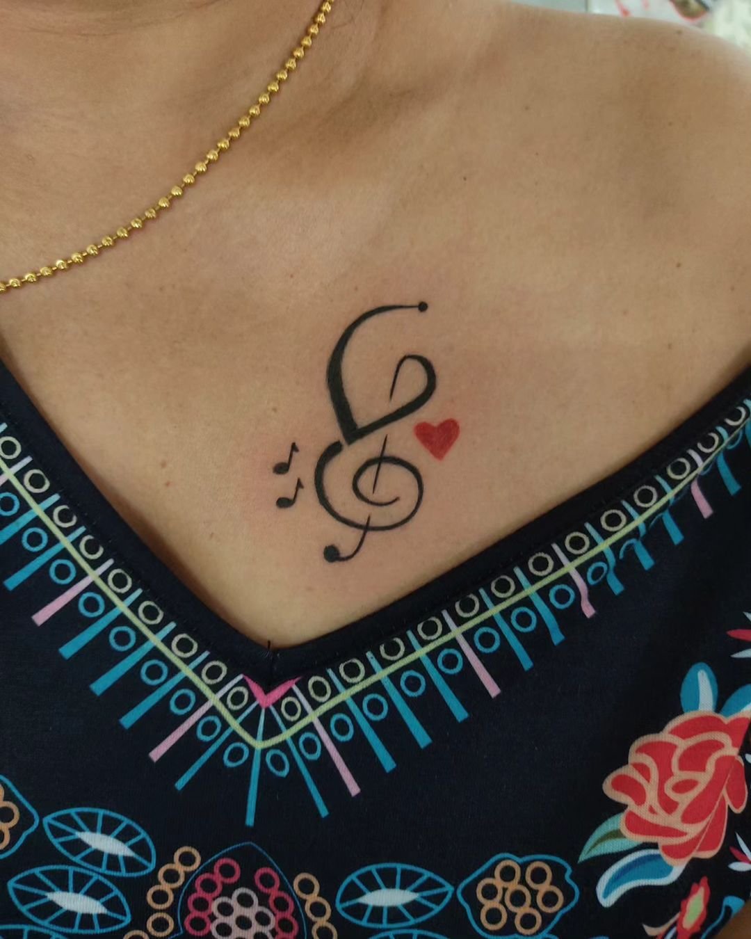 MusicNote With Heart Tattoo