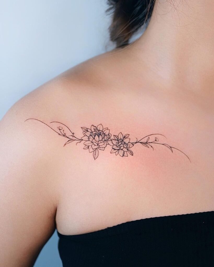 Flower Collarbone Tattoos