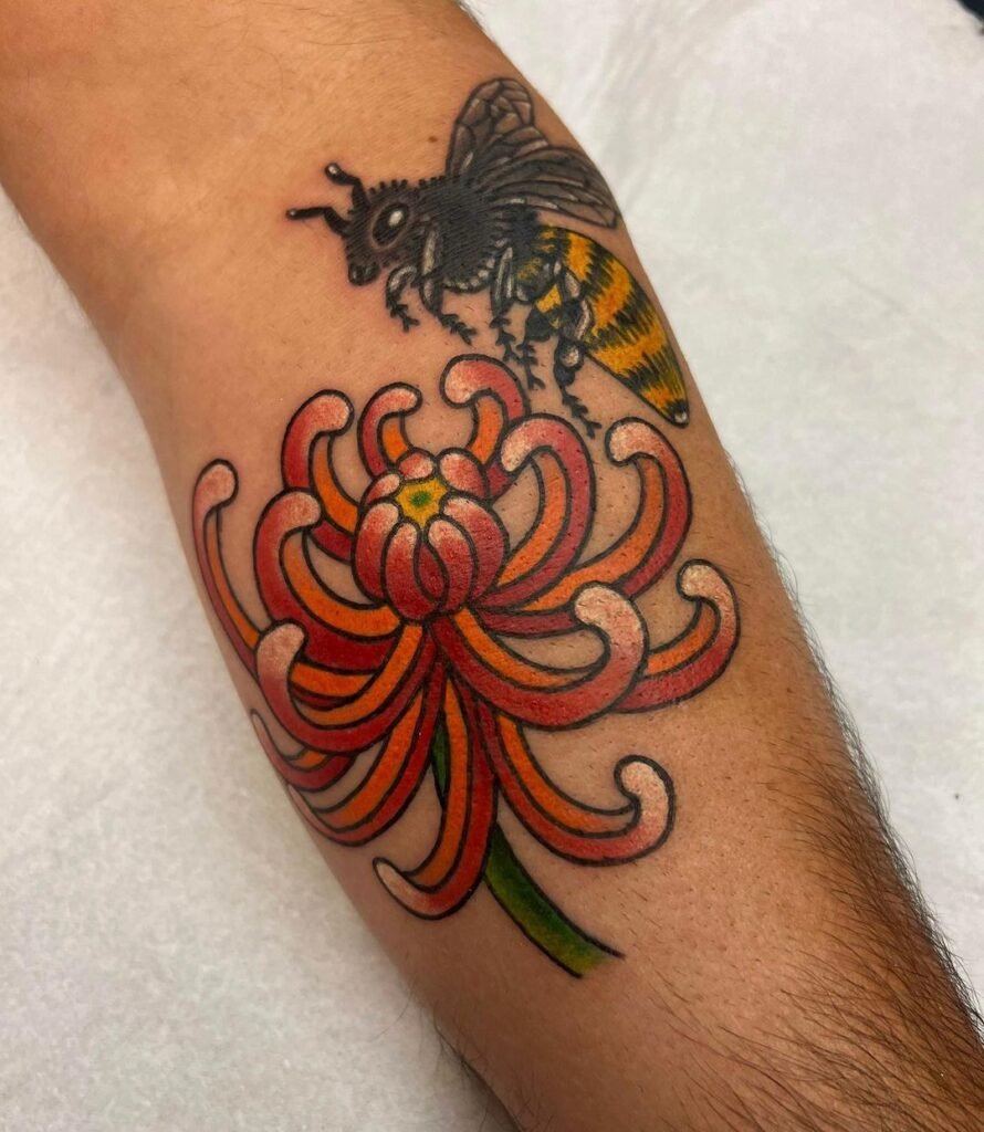 Flower Bee Tattoo