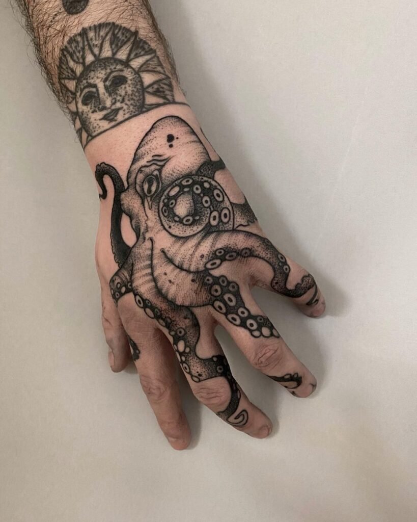 hand octopus tattoo
