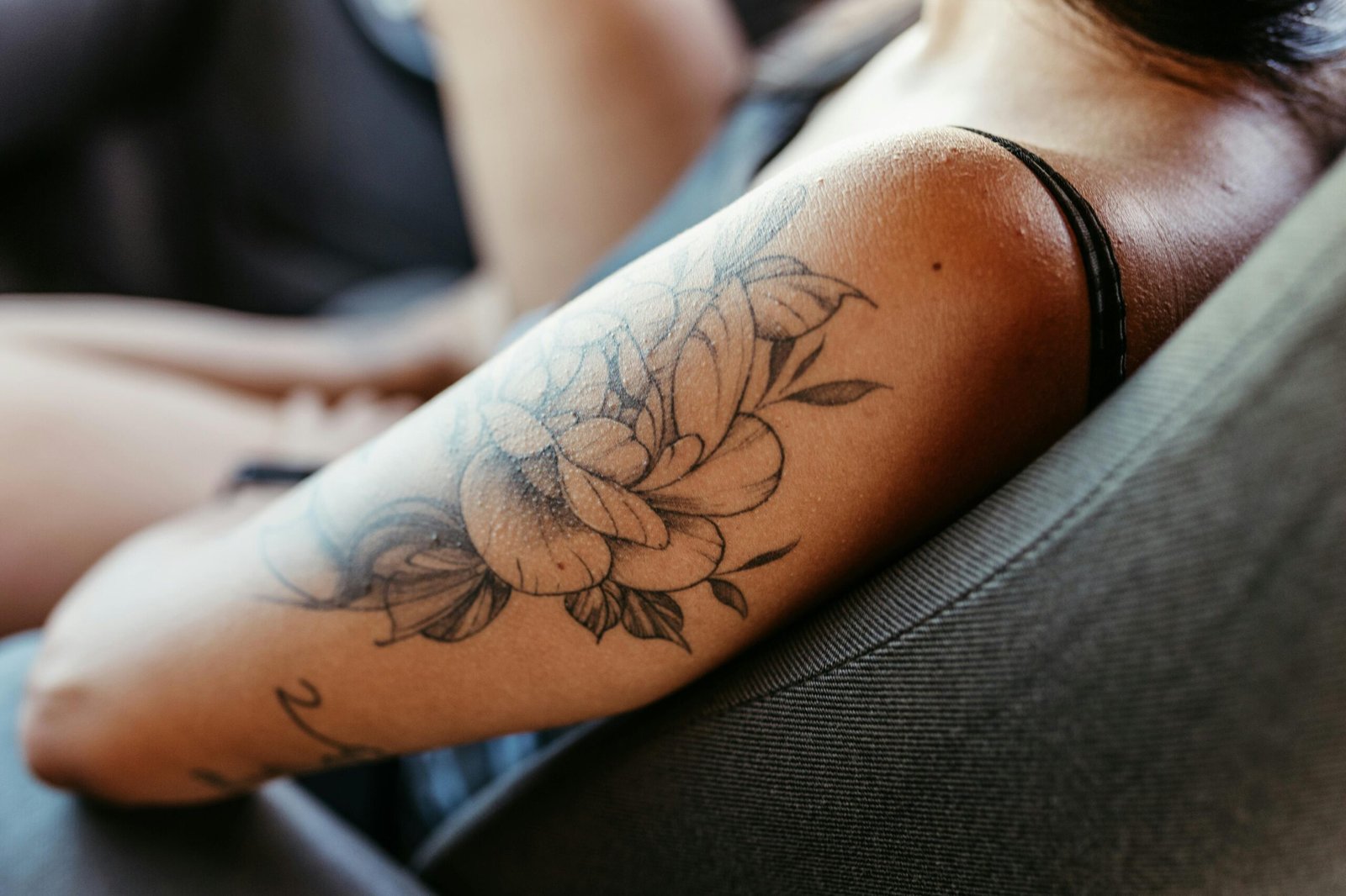 flower tattoo black and gray